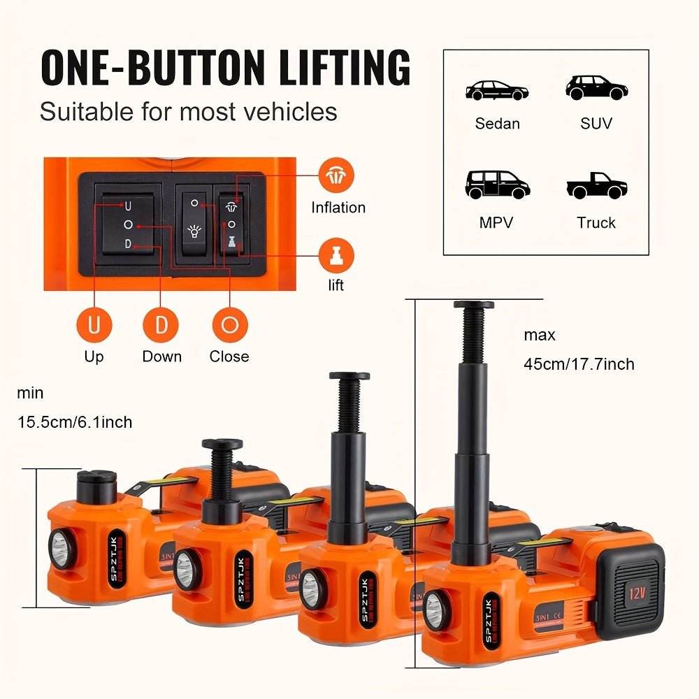5 Ton Electric Car Jack Kit - 12V DC 3-In-1 Hydraulic Lift - Autoxmatch
