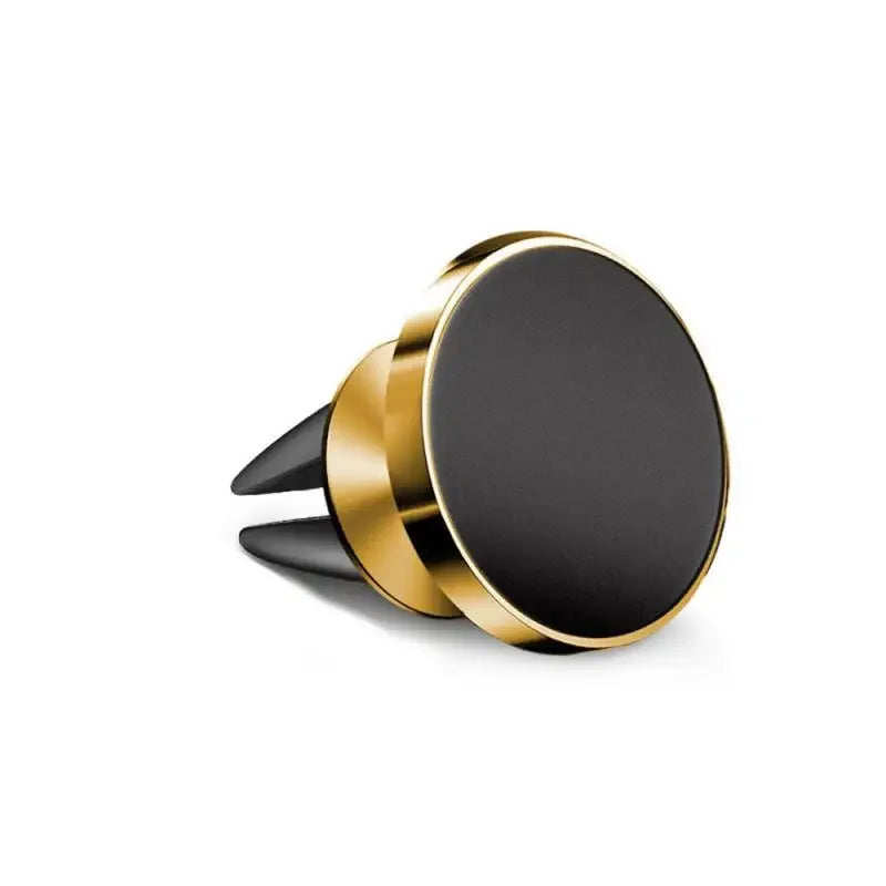 Black and gold phone holder on a white background