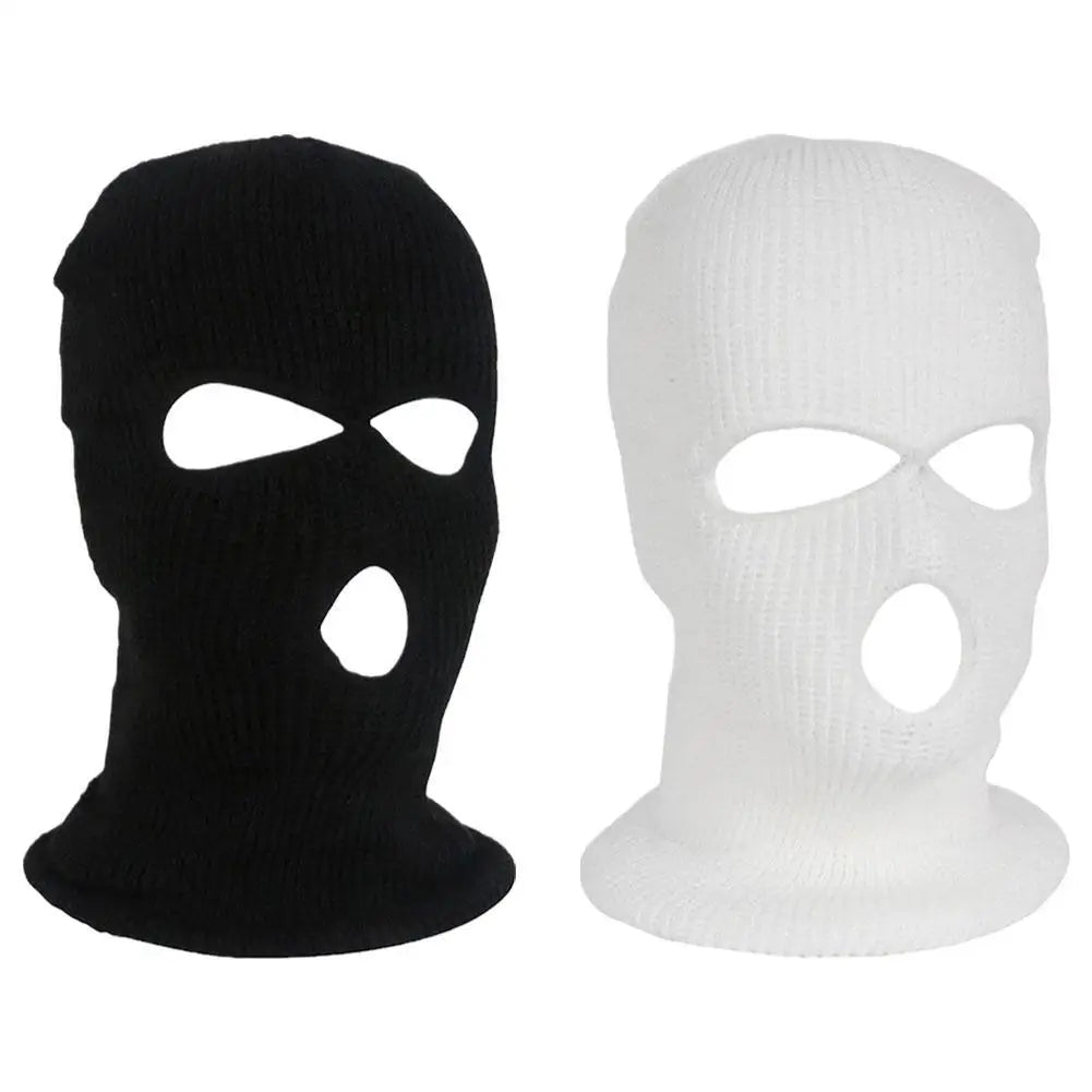 Black and white ski masks with face holes