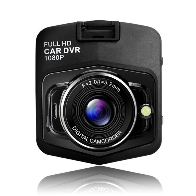 Car DVR camera with Full HD 1080P resolution on a white background