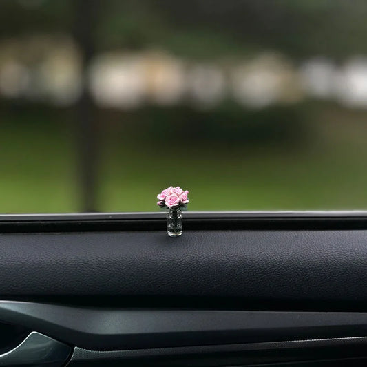 Car Interior Decoration Mini Rose & Sunflower Vase - Autoxmatch