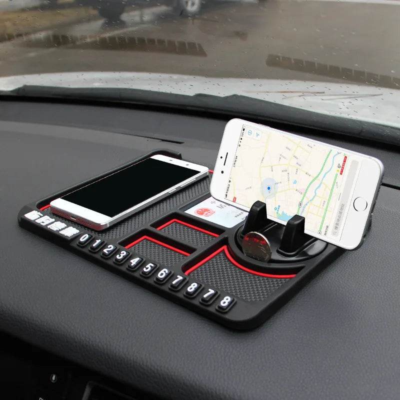 Car Parking Number Card Anti-Slip Mat with Phone mount holder - Autoxmatch