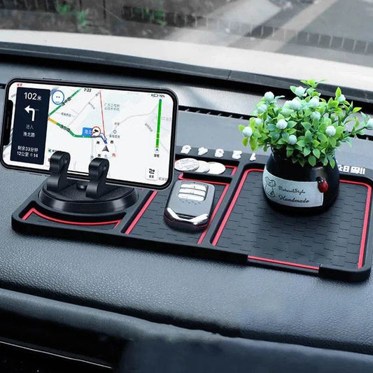 Car Parking Number Card Anti-Slip Mat with Phone mount holder - Autoxmatch