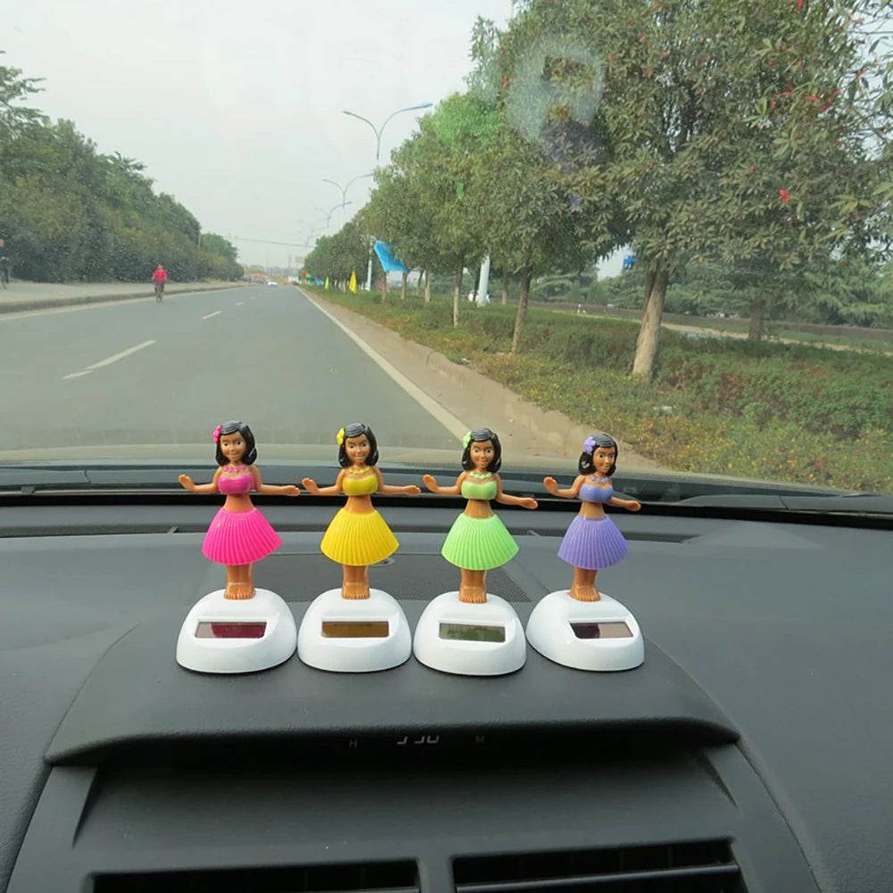 Car Solar Power Dancing Doll Shaking Head Hawaii Animated Girl - Autoxmatch