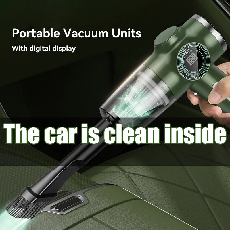 Green Wireless Car Vacuum Cleaner 5-in-1