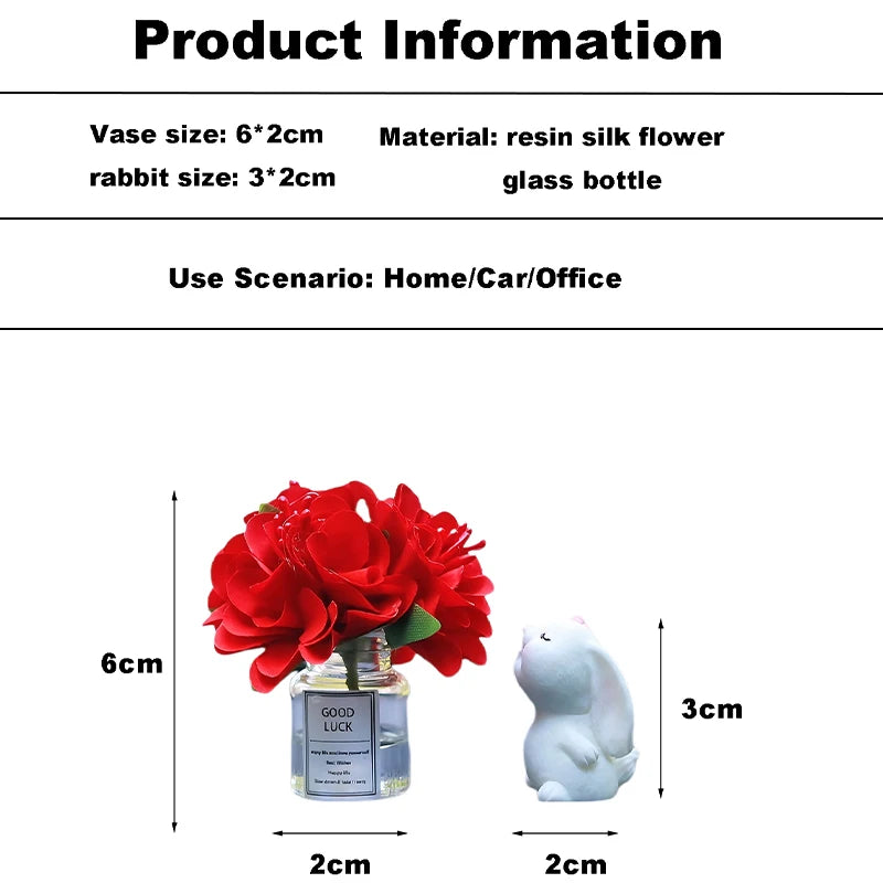 Flower Vase and Rabbit Car Interior Decoration - Autoxmatch