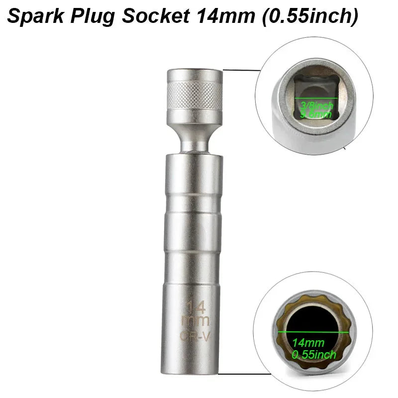 Spark plug socket with detailed view on a white background
