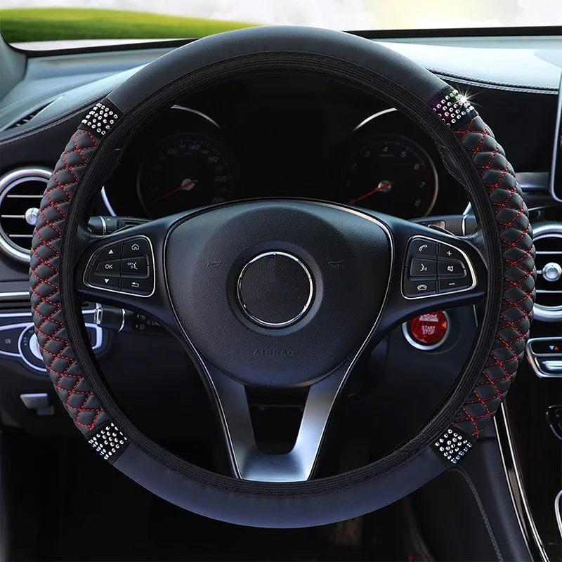 Summer Winter Car Steering Wheel Cover Red and Black