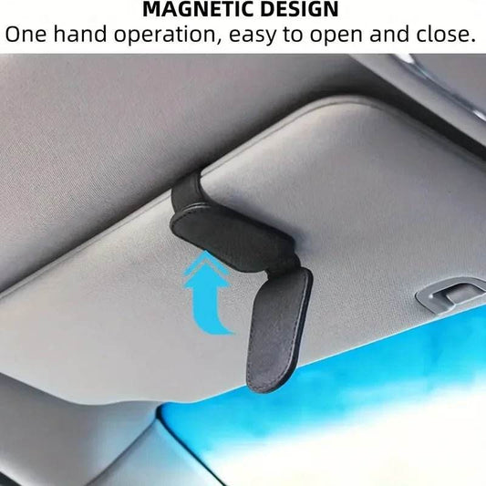 Magnetic Leather Sunglasses holder for Car 1Pcs - Autoxmatch