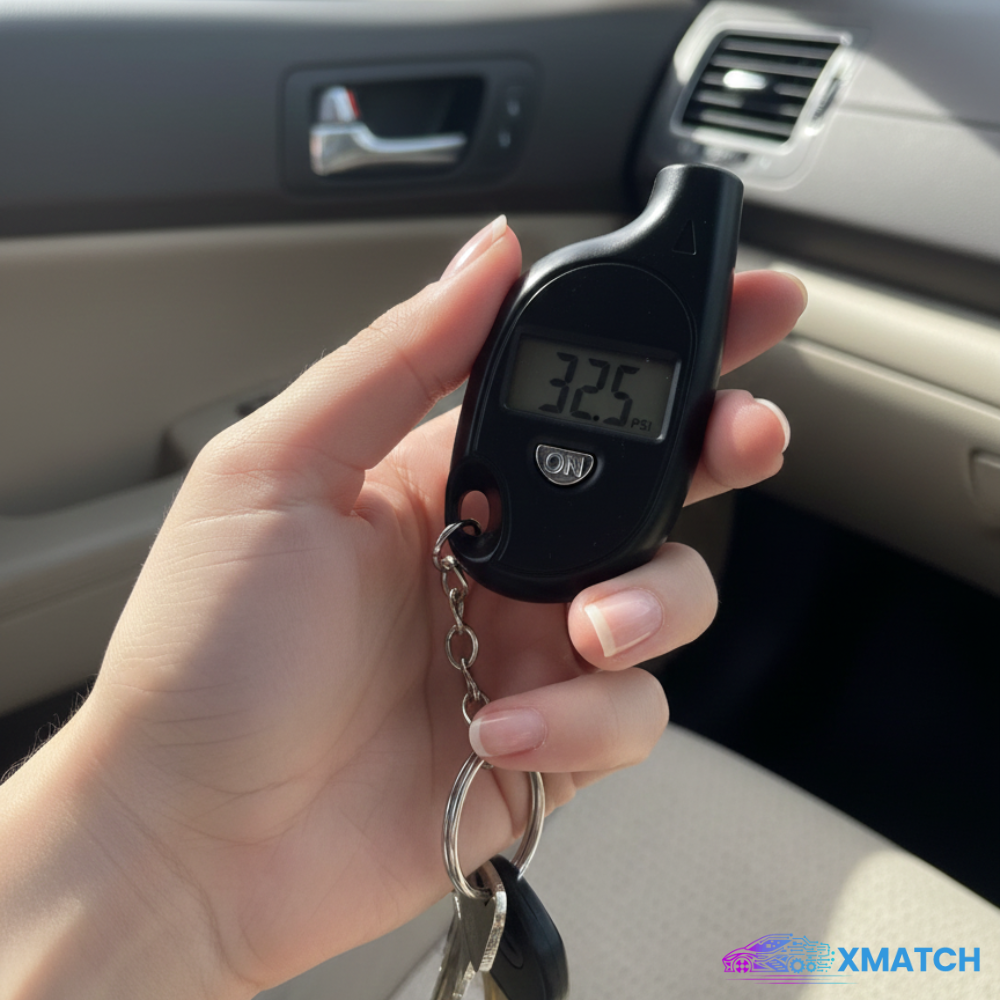 Mini Digital Tire Pressure Gauge Keychain