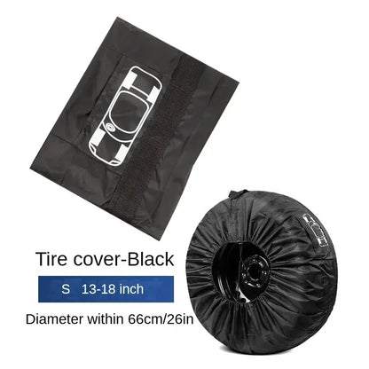4PCS Universal Car Spare Tire Covers Elastic Adjustment Suitable for multiple tires black Small 13-18 inch