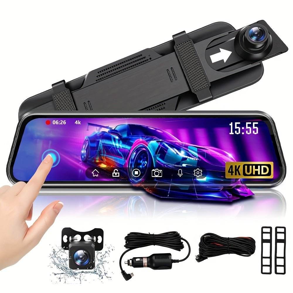 4K 10'' Rear View Mirror Dash Cam – Smart Touch Screen Backup Camera - Autoxmatch