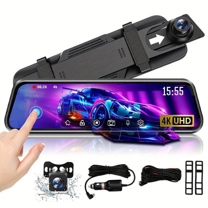 4K 10'' Rear View Mirror Dash Cam – Smart Touch Screen Backup Camera - Autoxmatch