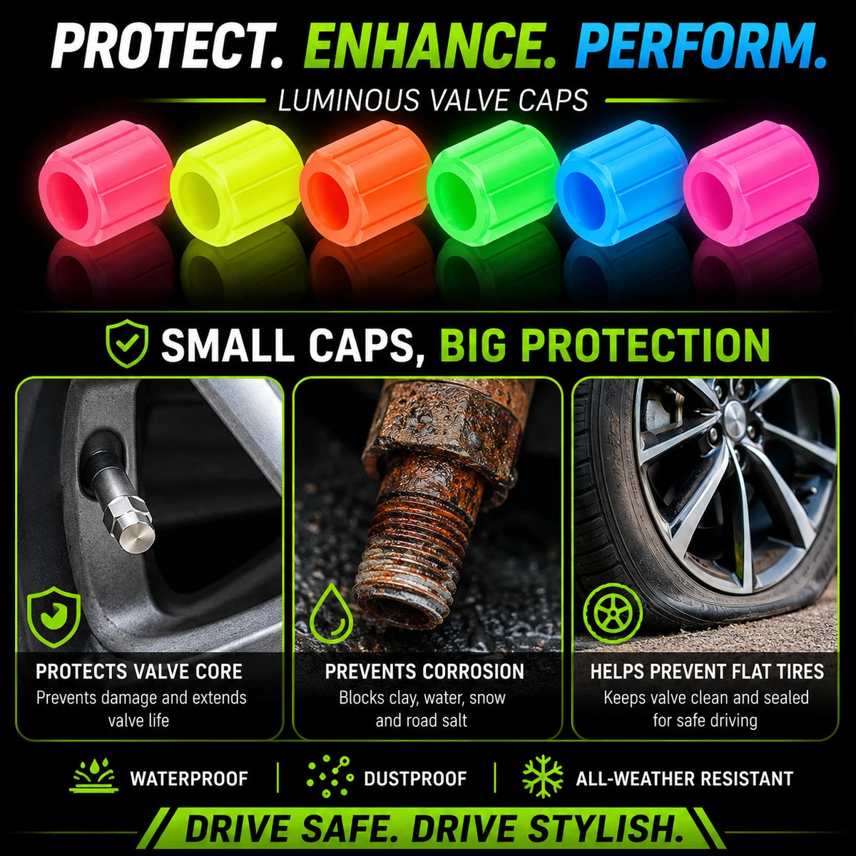 Luminous Tire Valve Caps
