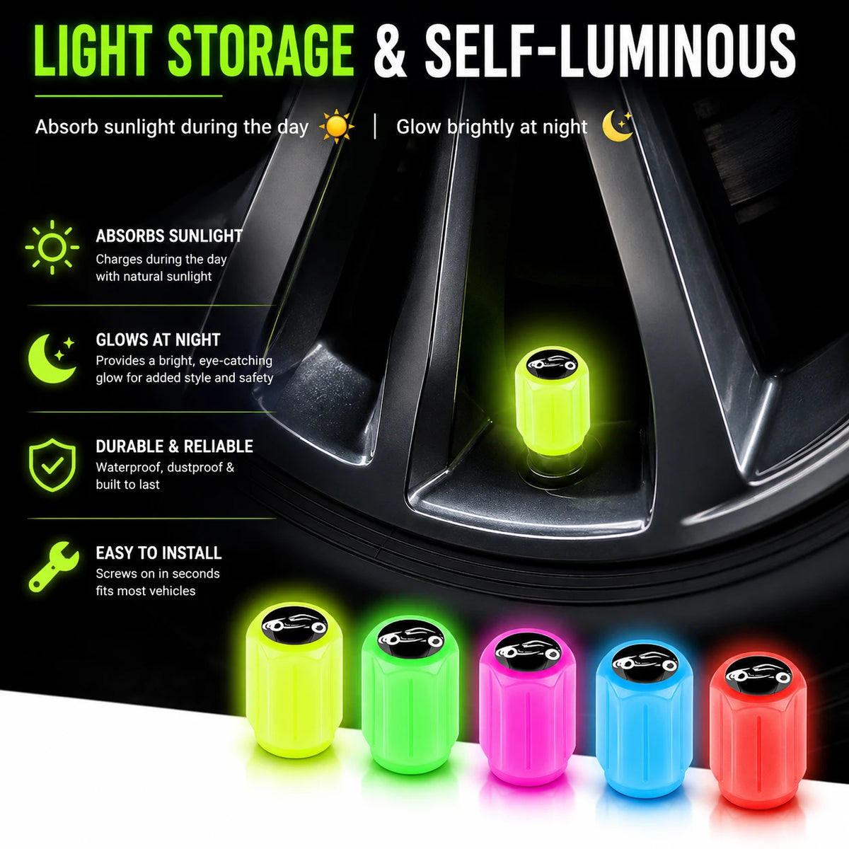 Luminous Tire Valve Caps