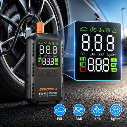 Autoxmatch Paiviroku 5000A 4-in-1 Car Jump Starter with Air Compressor