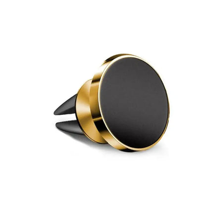 Black and gold phone holder on a white background