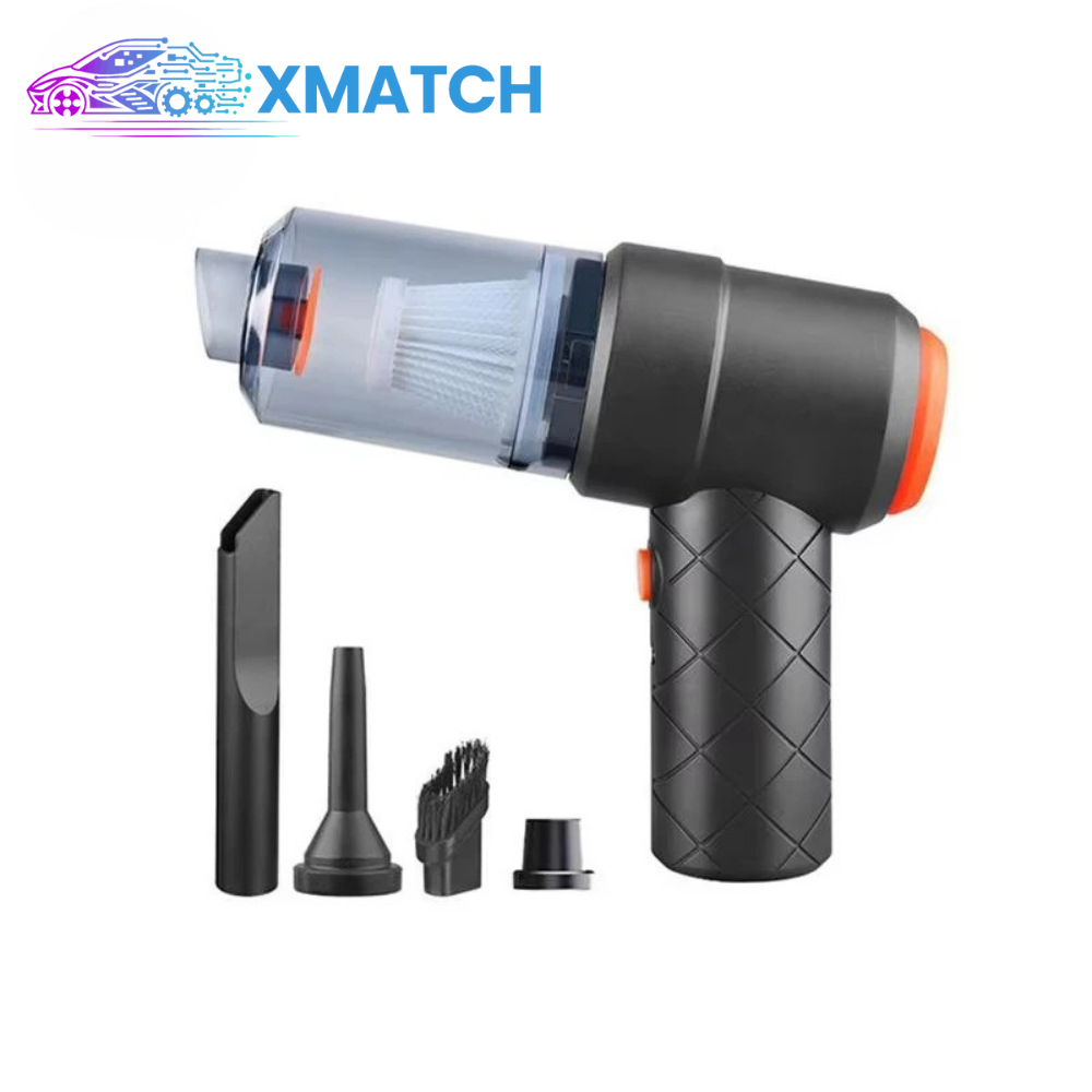 Black handheld vacuum cleaner with attachments on a white background, featuring the XMatch brand.