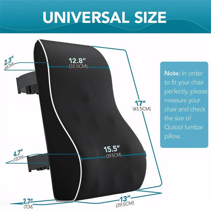 Black lumbar pillow with measurements 