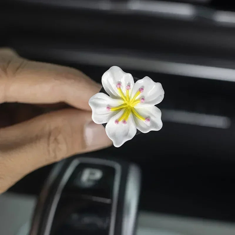 Car Beach Decoration beautiful Flower Perfume Clips white