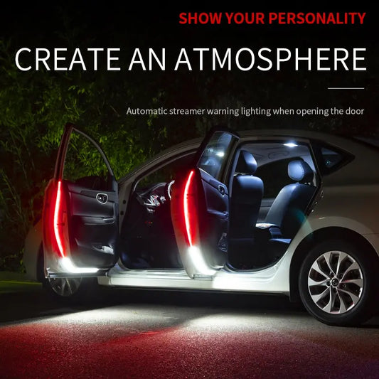 Car Door Opening LED Warning Atmosphere Light Strip 2pcs