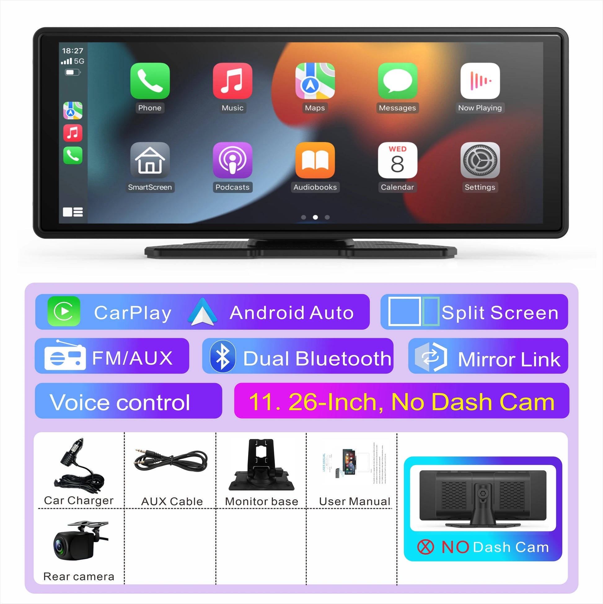 Portable Wireless CarPlay and Android Auto 4k Screen - Autoxmatch