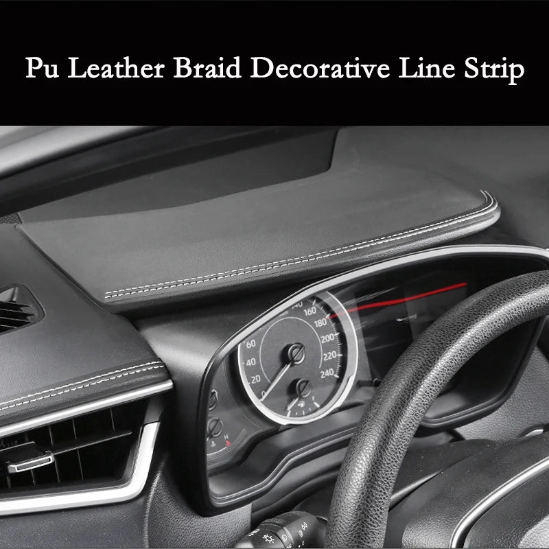 Car dashboard with Pu leather braid decorative line strip