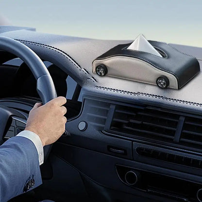 Car dashboard with a tissue holder