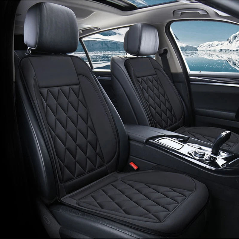 Car interior with black quilted heated sit