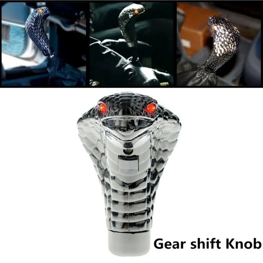 Chrome Red Blue LED Eyes Car Cobra Manual Gear Shift Knob Shifter