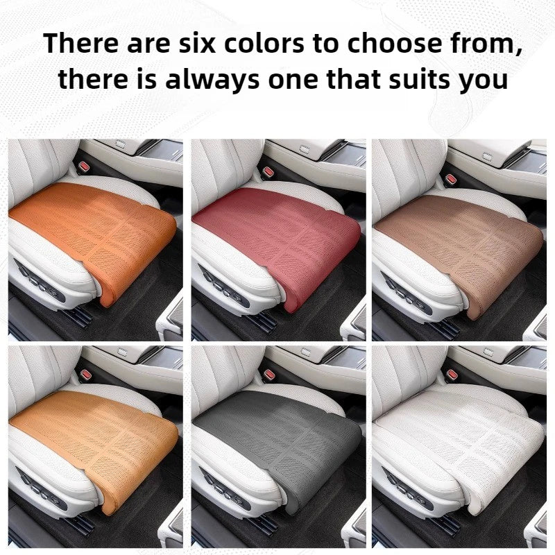 Collage of car seat covers in different colors with text overlay.