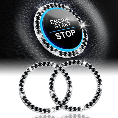 Crystal Double Rhinestone Car Engine Start Stop Decorative Ring - Autoxmatch