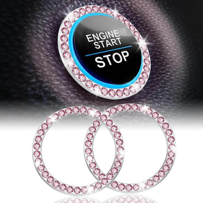 Crystal Double Rhinestone Car Engine Start Stop Decorative Ring - Autoxmatch
