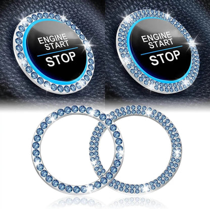 Crystal Double Rhinestone Car Engine Start Stop Decorative Ring - Autoxmatch