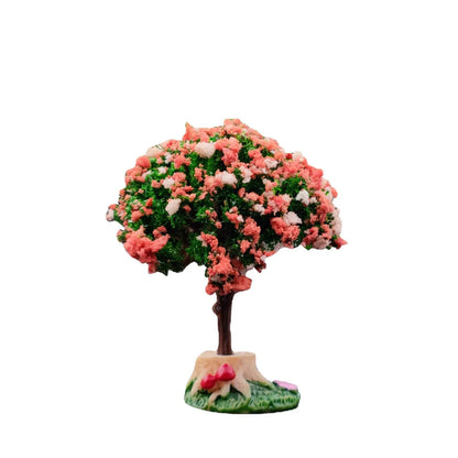 Decorative tree figurine with pink flowers on a white background