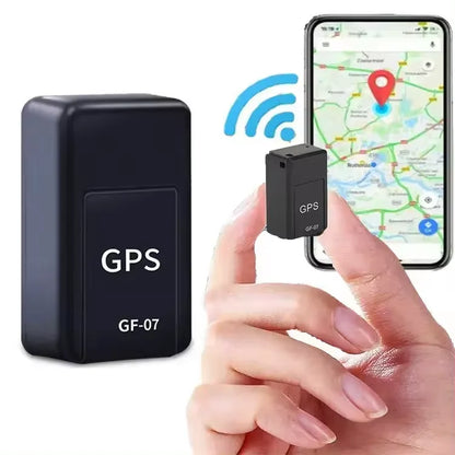 GPS tracker device with a smartphone displaying a map