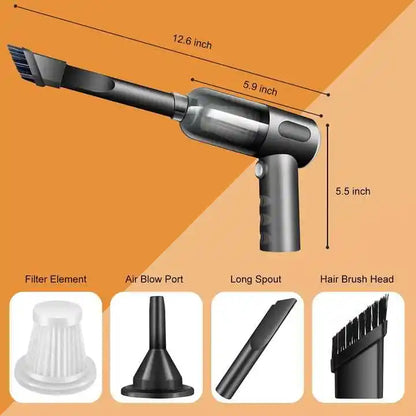 Handheld vacuum cleaner with attachments and measurements