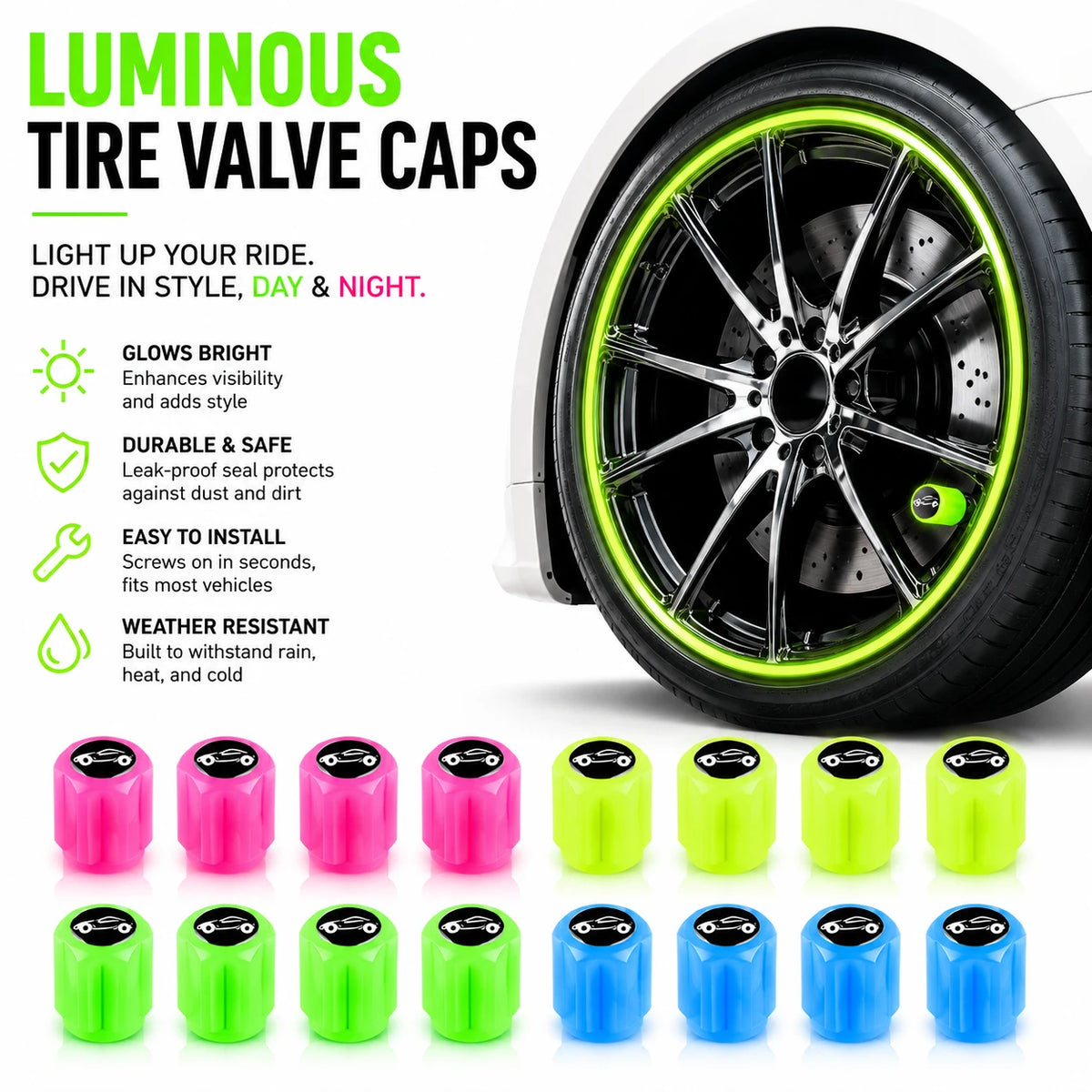 Luminous Tire Valve Caps