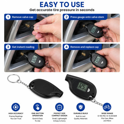 Mini Digital Tire Pressure Gauge Keychain