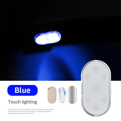Minimalist wireless touch LED light on car ceiling