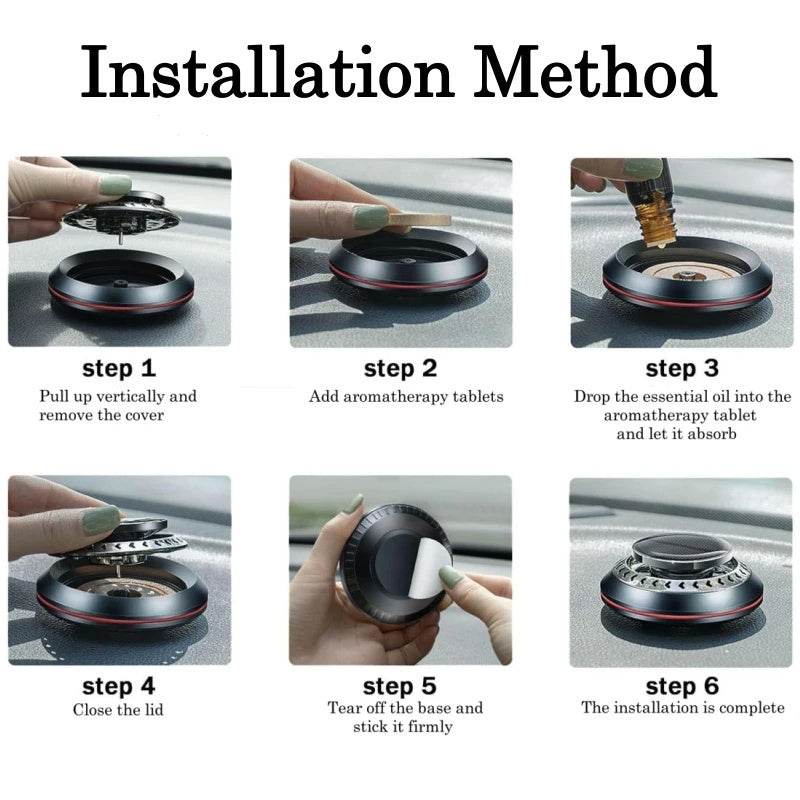 Portable Solar-Powered Kinetic Car Air Freshener | Double Ring Rotating Perfume & Fragrance Diffuser - Autoxmatch