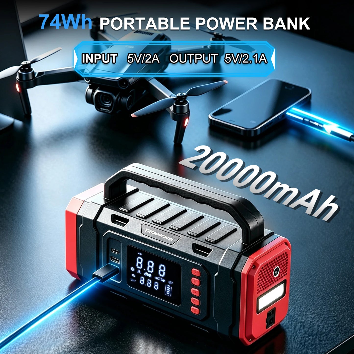 Autoxmatch Paiviroku 6-in-1 Car Jump Starter with Vacuum Cleaner