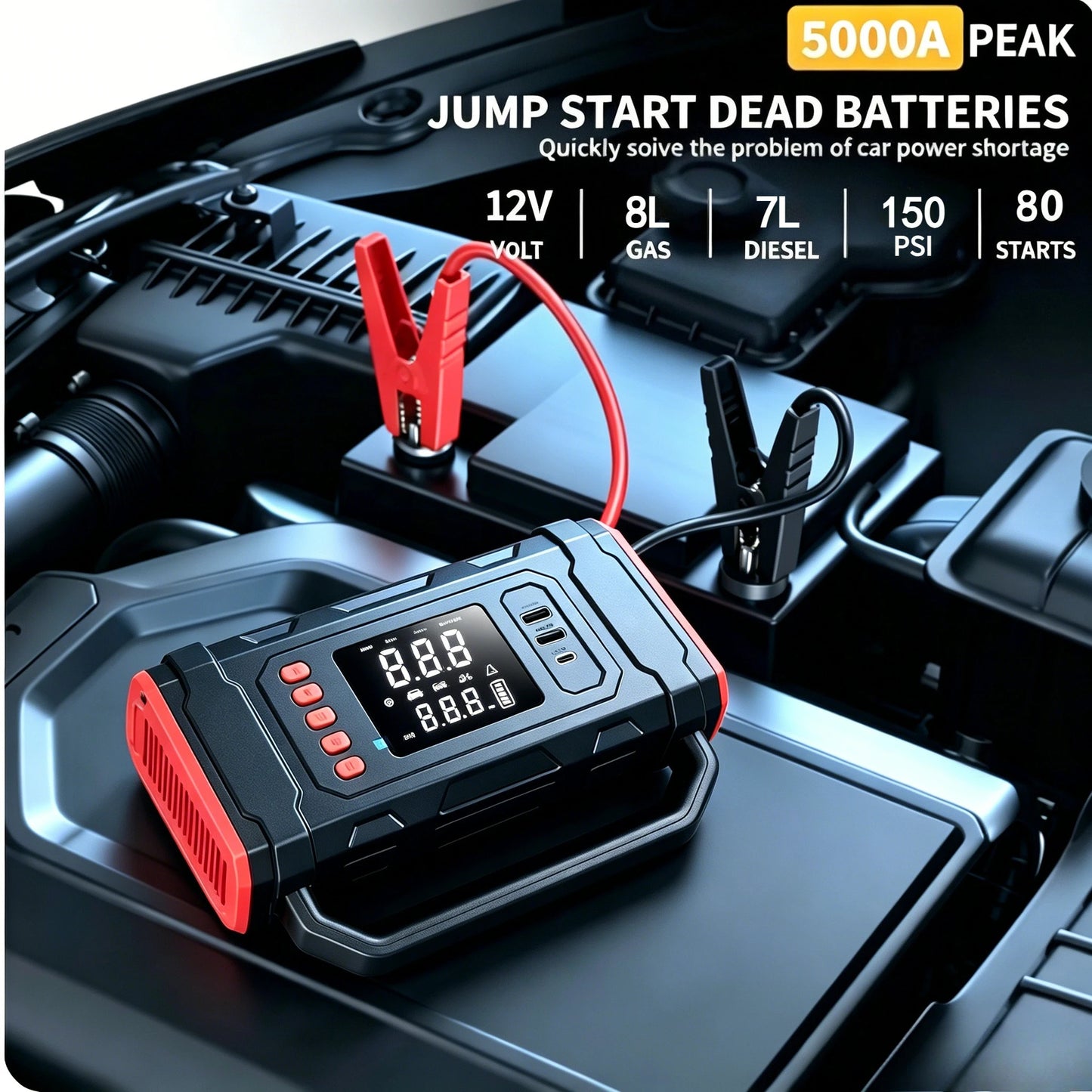 Autoxmatch Paiviroku 6-in-1 Car Jump Starter with Vacuum Cleaner