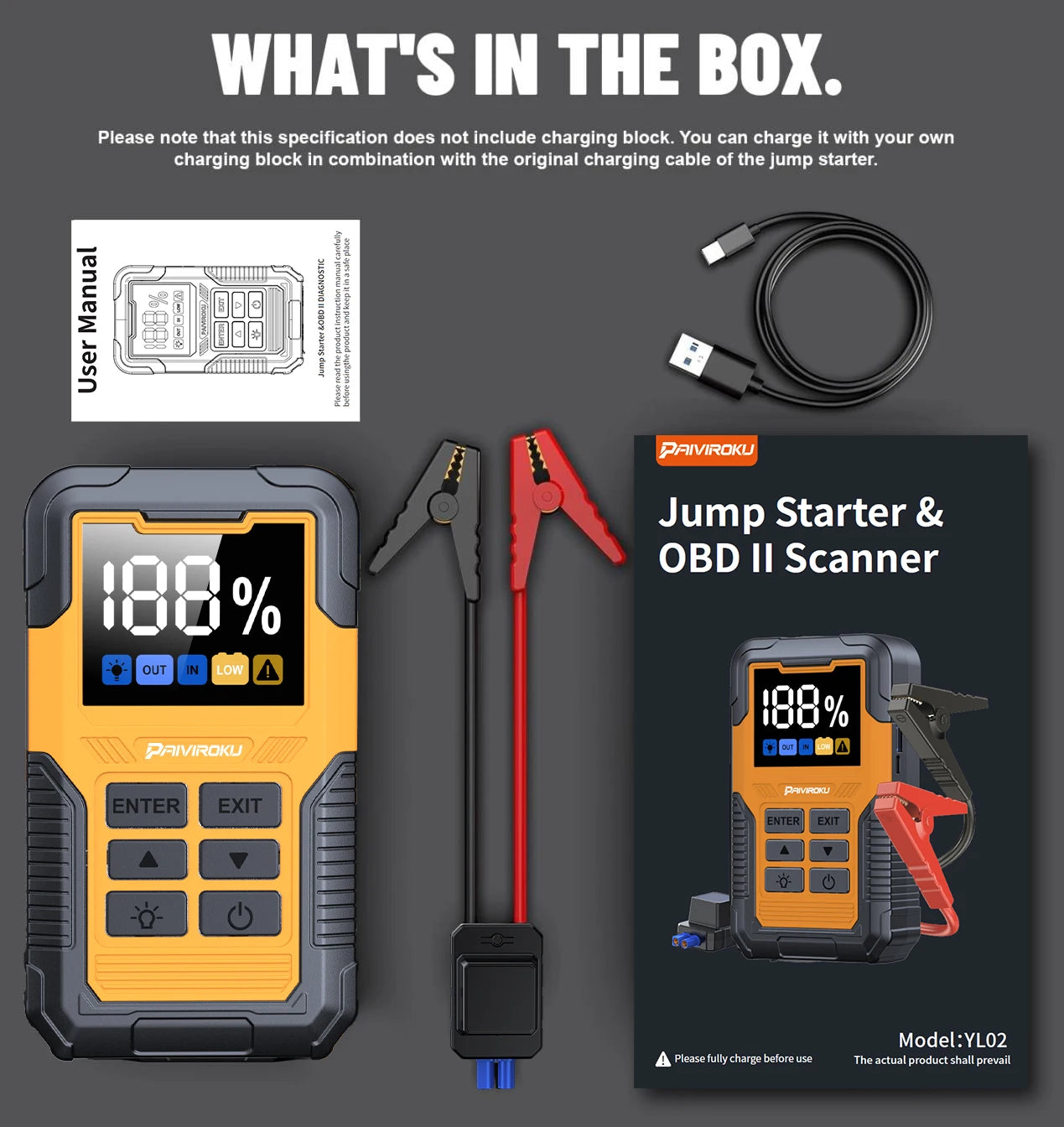 Autoxmatch Paiviroku OBD2 Diagnostic Tool with 5000A Jump Starter