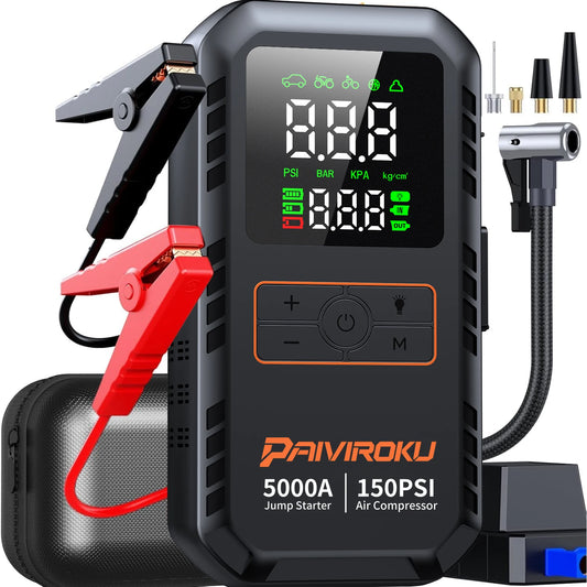 Autoxmatch Paiviroku 5000A 4-in-1 Car Jump Starter with Air Compressor