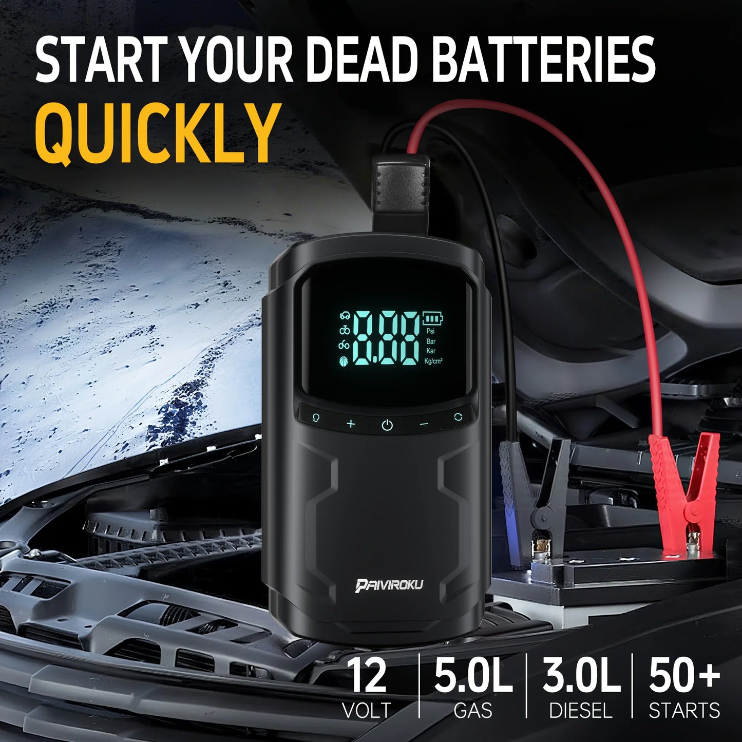 Autoxmatch Paiviroku 4-in-1 Car Jump Starter Kit
