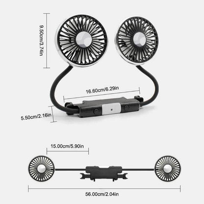 Car USB Dual Head Cooling Air Fan for Rear Seat - Autoxmatch