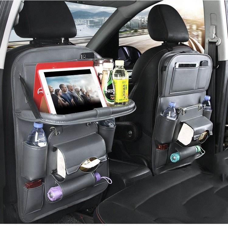 Leather Car Storage Bag - Multifunction Seat Back Tray - Autoxmatch