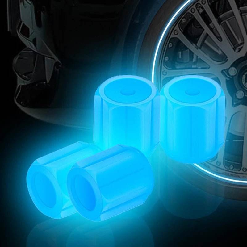 Luminous Tire Valve Caps – 6 Colors Glow - in - the - Dark for Car & Motorcycle Tires - Autoxmatch