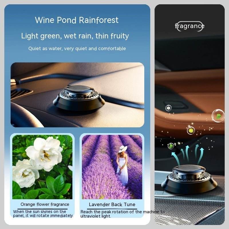 Portable Solar-Powered Kinetic Car Air Freshener | Double Ring Rotating Perfume & Fragrance Diffuser - Autoxmatch